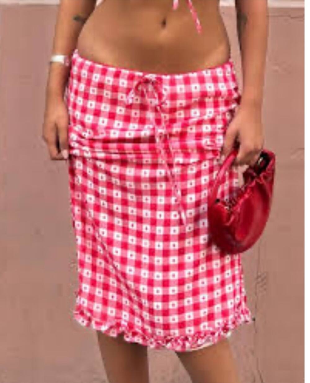 For Love Lemons Margot red Gingham Midi Skirt Cottagecore Coquette Size M NWT